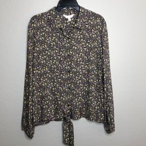 LC Lauren Conrad Button Down Floral Blouse Size XL
